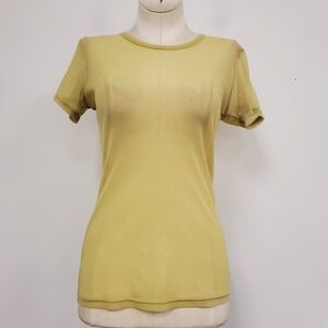 Sandra Angelozzi‎ Mesh Rave Top Size S Designer Whimsigoth Chartreuse Cyber